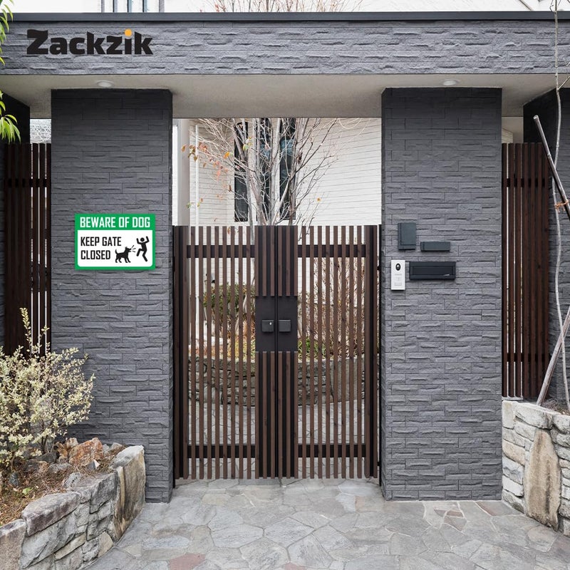 Zackzik Beware of Dog Sign Board for Gate, Fence, Wall – Caution Message for Intruders and Guests, Suitable for Outdoor Use (GREEN) - Image 5