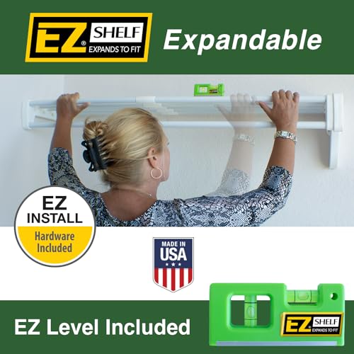 EZ Shelf - DIY Expandable Closet Shelf (NO Hanging Rod) - 28” to 48” - White - Easy to Install to 2 Sidewalls - (EZS-SW48) - Wire Closet Shelving Alternative - Image 2