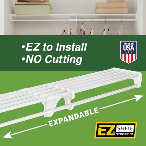 EZ Shelf - DIY Expandable Closet Shelf (NO Hanging Rod) - 28” to 48” - White - Easy to Install to 2 Sidewalls - (EZS-SW48) - Wire Closet Shelving Alternative - Image 3
