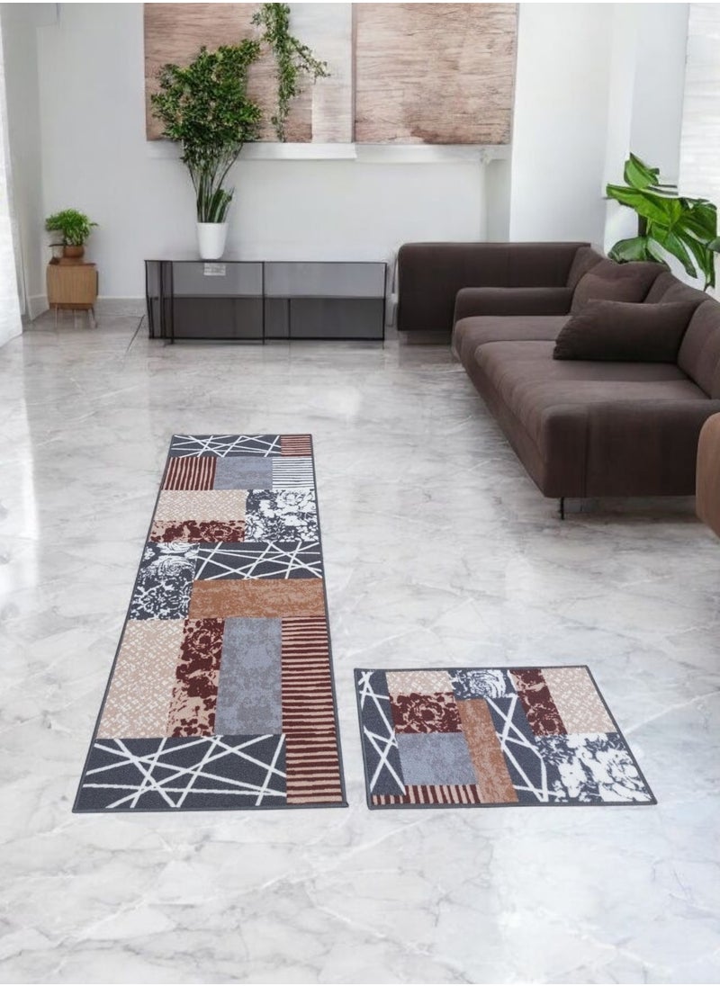 شركة موكيت ماك طقم موكيت سجاد نيو مودرن – قطعتان (66×180 سم و 43×70 سم) – خفيفة الوزن ومتينة للمداخل والمساحات بين الأثاث  - Image 1