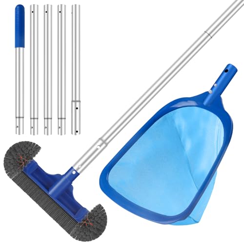 TIXANF Swimming Pool Cleaning Kit Including 12.5 in Pool Brush Head,Ultra Fine Mesh Pool Leaf Skimmer Net with 76.5 in Aluminum Pole for Remove Debris and Dirt - Image 1