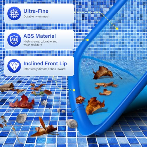 TIXANF Swimming Pool Cleaning Kit Including 12.5 in Pool Brush Head,Ultra Fine Mesh Pool Leaf Skimmer Net with 76.5 in Aluminum Pole for Remove Debris and Dirt - Image 4