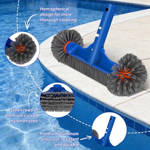 TIXANF Swimming Pool Cleaning Kit Including 12.5 in Pool Brush Head,Ultra Fine Mesh Pool Leaf Skimmer Net with 76.5 in Aluminum Pole for Remove Debris and Dirt - Image 5