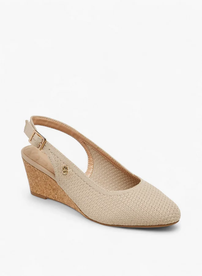 سيليست Women's Textured Wedge Heel Sandals with Buckle Closure