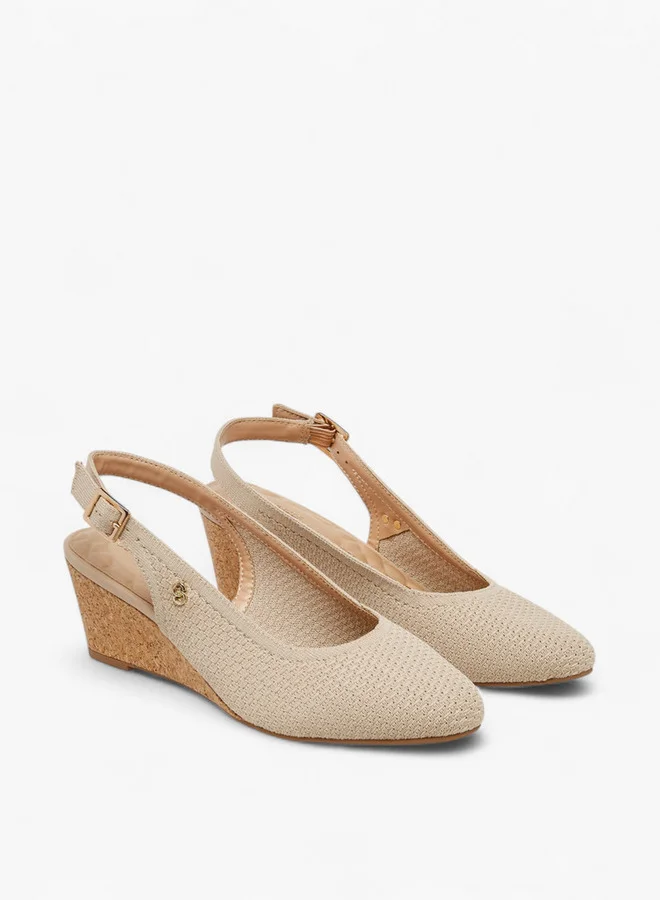 سيليست Women's Textured Wedge Heel Sandals with Buckle Closure