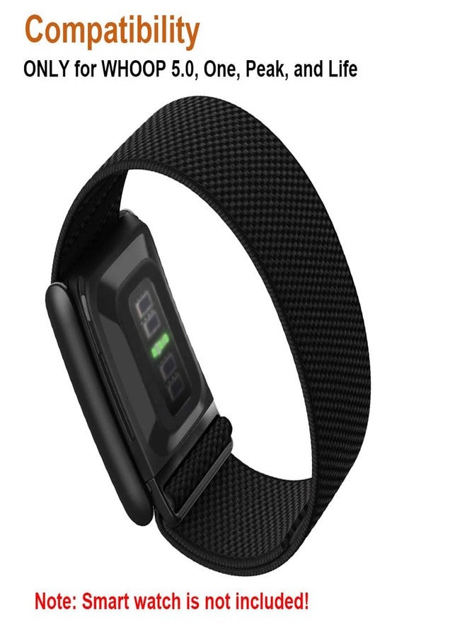 Sankel Nylon Band Compatible for WHOOP 5.0, One, Peak, and Life, Ultra-Soft,Adjustable Sport Comfort Stretchy Elastic Braided Replacement Wristbands Straps for Whoop 5.0 | NOT for Gen 4 (Black) - Image 2