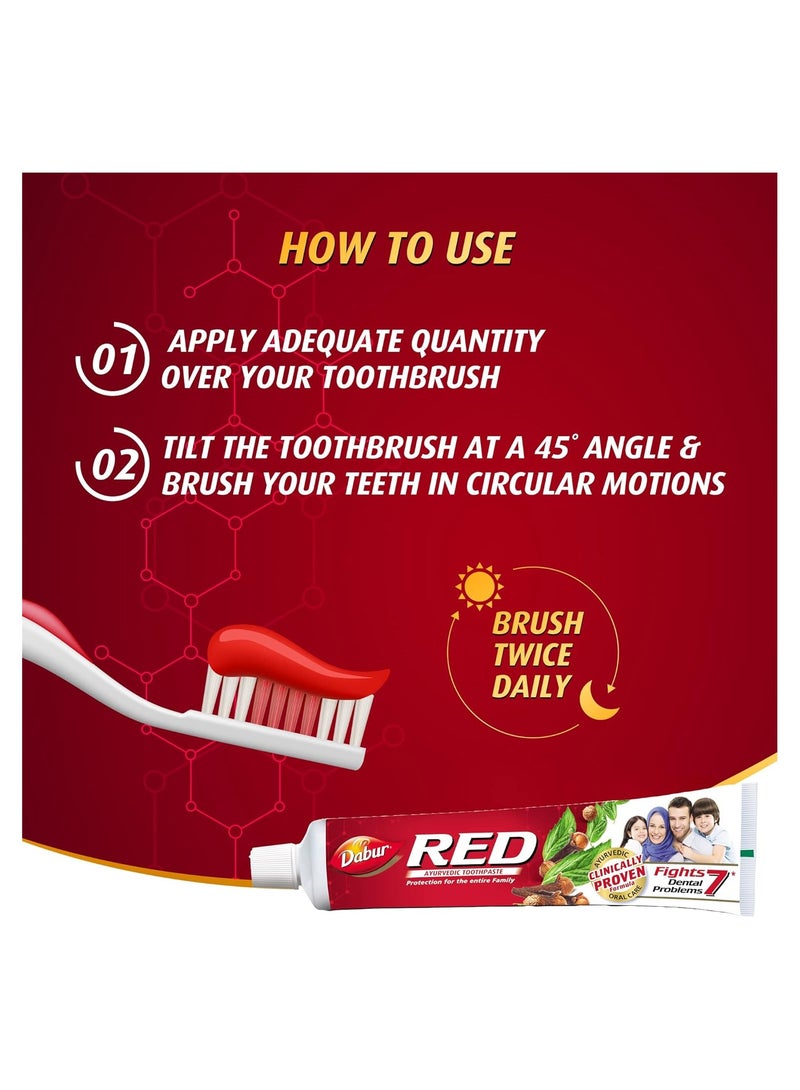 دابر معجون أسنان دابور ريد أيورفيدا ميني (10 × 20 جرام) | حجم السفر | غني بمكونات الأيورفيدا القوية | لثة صحية وأسنان قوية ونفس منتعش | معجون أسنان خالي من الفلورايد - Image 2