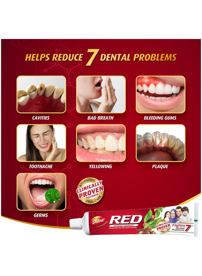 دابر معجون أسنان دابور ريد أيورفيدا ميني (10 × 20 جرام) | حجم السفر | غني بمكونات الأيورفيدا القوية | لثة صحية وأسنان قوية ونفس منتعش | معجون أسنان خالي من الفلورايد - Image 4