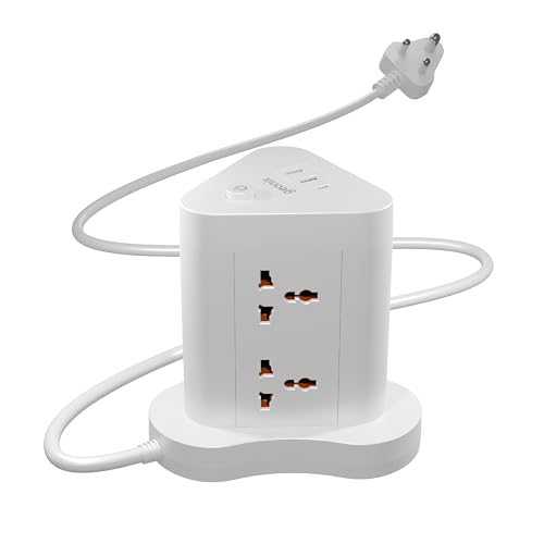 Geonix PowerSpan Fort | Extension Board/Strip, 2500 Watts, 10 Amps, 1x Type C Port, 6X Universal Socket, 2X USB Port, LED Indicator, On/Off Switch, 5mtr Long Pure Copper Cable (White) - Image 1