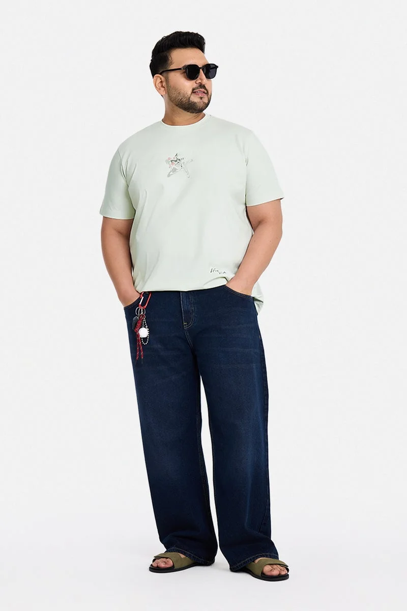 SNITCH Light Grey Graphic Regular Fit Plus Size T-Shirt