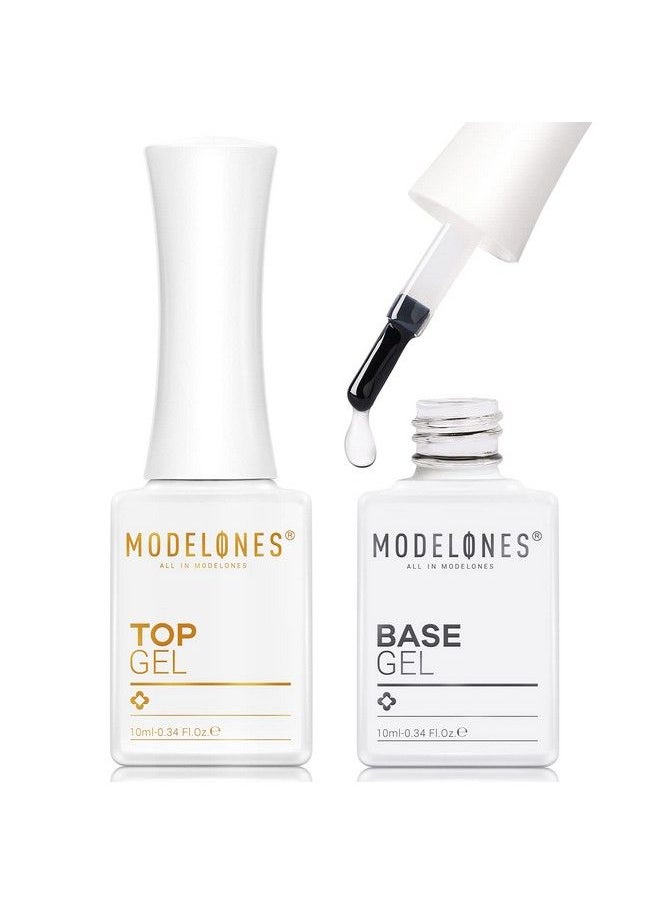 modelones - No Wipe Gel Top And Base Coat Set 2Pcs 10 Ml Clear Shine Finish Long Lasting Gel Top Coat Base Coat For Gel Nail Polish Soak Off U V/Led Top Coat Gel Nail Polish For Home Diy & Salon - Image 1