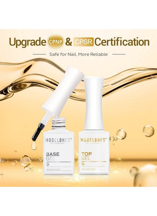 modelones - No Wipe Gel Top And Base Coat Set 2Pcs 10 Ml Clear Shine Finish Long Lasting Gel Top Coat Base Coat For Gel Nail Polish Soak Off U V/Led Top Coat Gel Nail Polish For Home Diy & Salon - Image 1