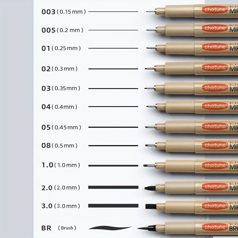 TISHRIC 8811 Fine Liner Pen Size 3 Artistic Sketching Marker Black Nylon Cartoon Drawing Supplies - Image 4