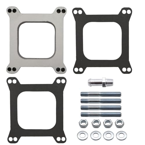 LPFIDI 1" Open Aluminum Carburetor Spacer with 3/8" Vacuum Tube Compatible for Chevy Ford Mopar Holley - Image 1