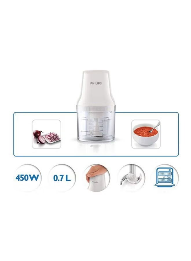 Philips Chopper Easy One-Press Operation, Stainless Steel Blades 0.7 L 450 W HR1393/01 White - Image 5