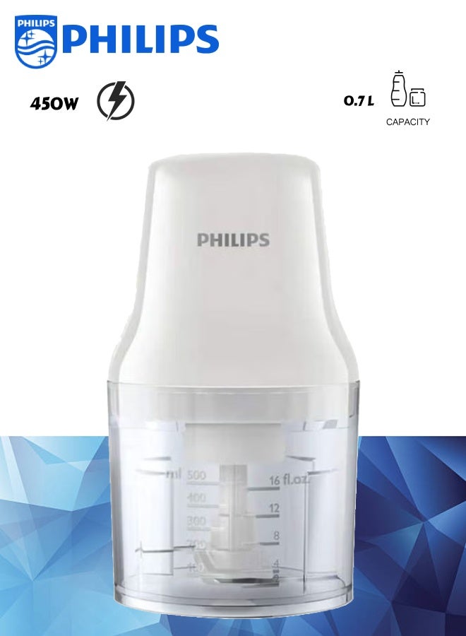 Philips Chopper Easy One-Press Operation, Stainless Steel Blades 0.7 L 450 W HR1393/01 White - Image 1