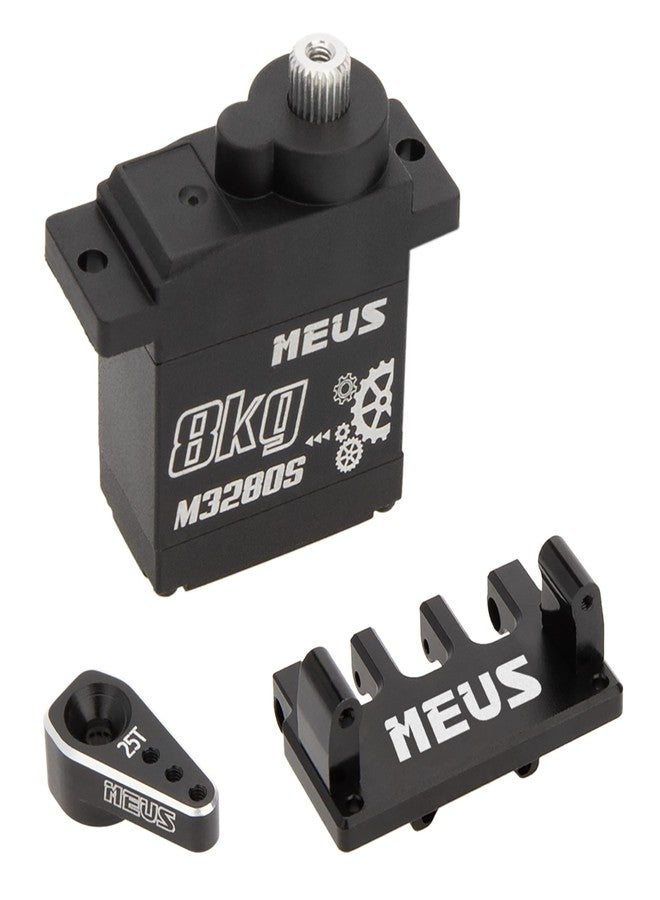 MEUS RACING سيرفو التوجيه MEUS Racing Cored SCX24 مع قاعدة تثبيت وذراع سيرفو لقطع غيار ترقية سيارة الزحف SCX24 1/24 RC (M3280S) - Image 1