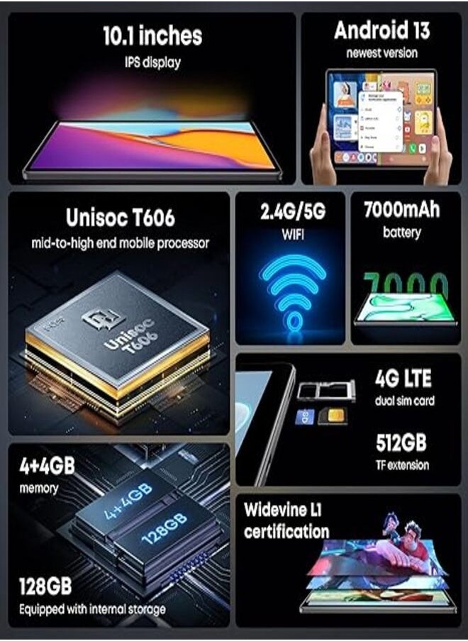 Chuwi - CHUWI Android 13 Tablet, 10.1 Inch Hi10 XPro Tablet, 4GB RAM 128GB ROM, Unisoc T606 Octa-Core Android Tablet, 1280X800 HD IPS, 13MP&5MP Camera, 7000mAh, 4G LTE/5G WiFi/GPS/BT 5.0, Type-C, USB 2.0 - Image 1