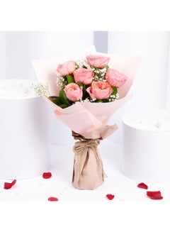 Ferns N Petals 6 Pink Garden Fresh Roses Premium Bouquet UAE | Dubai ...