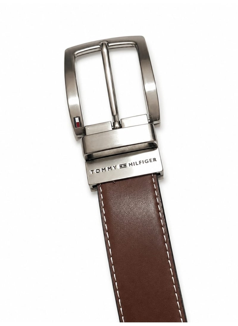 Hilfiger Denim Tommy Hilfiger Men's Reversible Leather Belt – Black & Brown with Silver-Tone Buckle Hilfiger Denim - Image 2