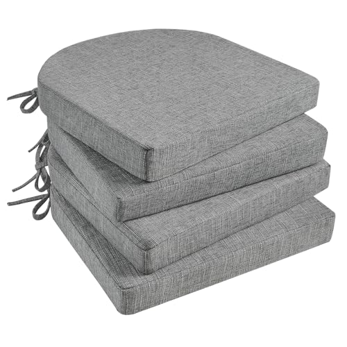 Basic Beyond Chair Cushions for Dining Chairs 4 Pack Kitchen Chair Cushions with Ties and Non Slip Backing 16 x 16 inches Chair Pads for Dining ChairsDark Grey