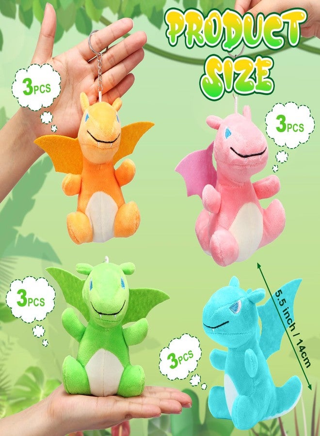 Siifert 12 Pcs Plush Dragon Stuffed Animals Bulk Cute Dinosaur Plush Keychain for Present Kid Birthday Halloween Christmas Favor - Image 2
