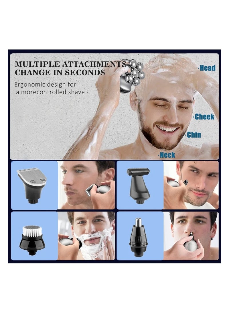 AROAQ 6in1 Men's Electric Head Shaver Razor Rechargeable Cordless Hair Shaving Razors for Bald Men Beard Trimmer Body Grooming Kit - Image 4