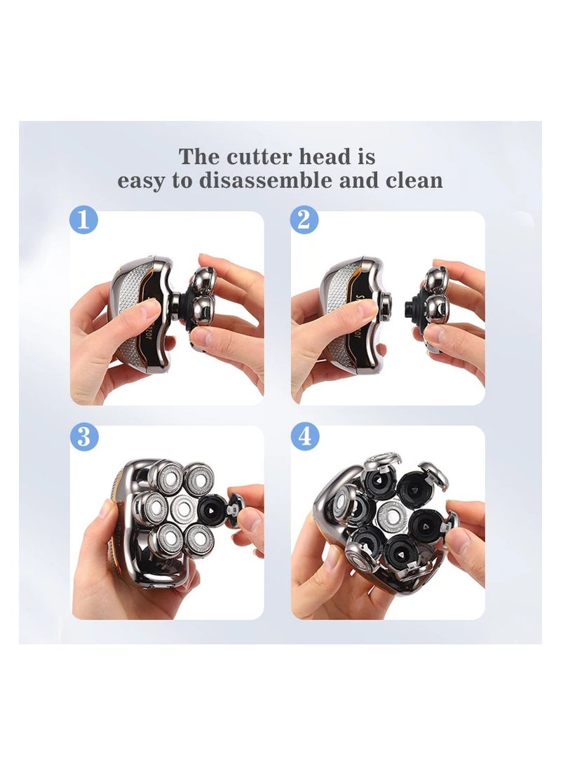 AROAQ 6in1 Men's Electric Head Shaver Razor Rechargeable Cordless Hair Shaving Razors for Bald Men Beard Trimmer Body Grooming Kit - Image 3