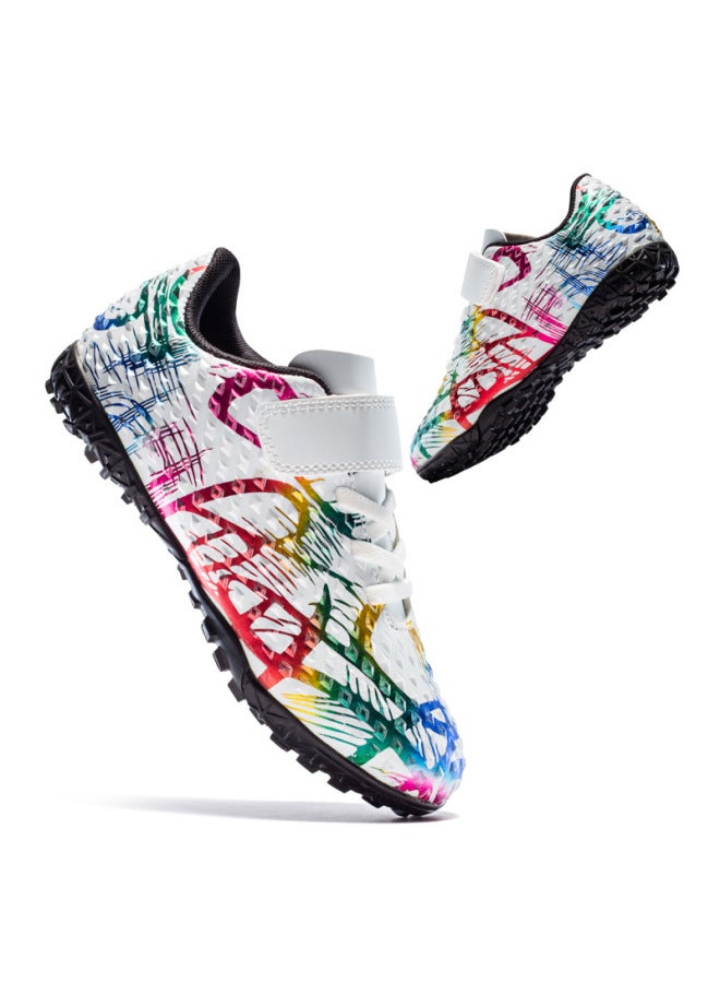 White Broken Nails Children's Football Shoes For Boys And Girls, Students, Kids, With Broken Studs Tf, Long Studs Ag, Artificial Turf Training Shoes, Non-slip And Wear-resistant