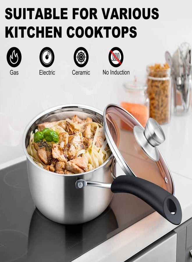 LIANYU 1QT Saucepan with Lid, Stainless Steel Sauce Pan, Induction Ready - Image 5