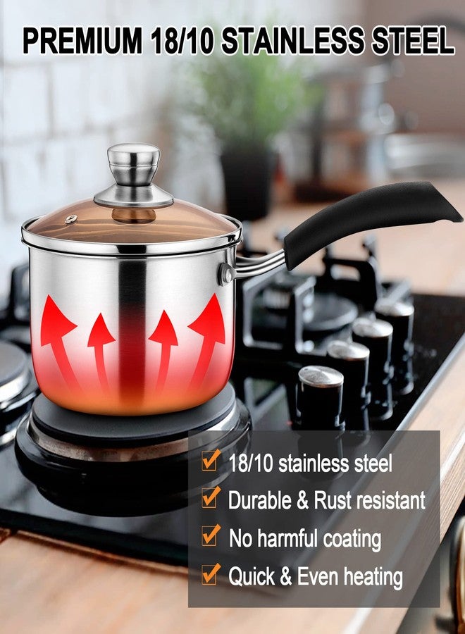 LIANYU 1QT Saucepan with Lid, Stainless Steel Sauce Pan, Induction Ready - Image 3