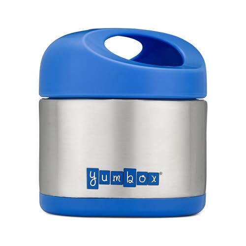 Yumbox Cubi Triple Insulated Stainless Steel Thermal Jar for Hot & Cold Lunches, Kids Size, Easy Open and Carry Handle, Unique Rounded Square Jar and Non-Slip design (Surf Blue) - Image 1