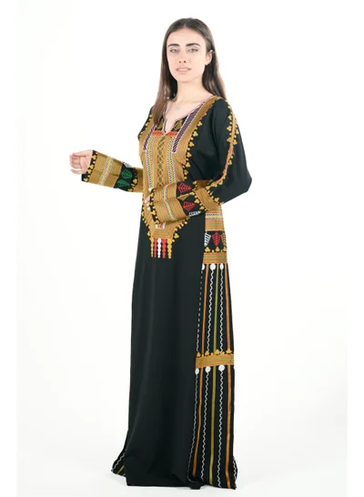AL BENT AL SHARQIEH printed round neck jalabiya dress