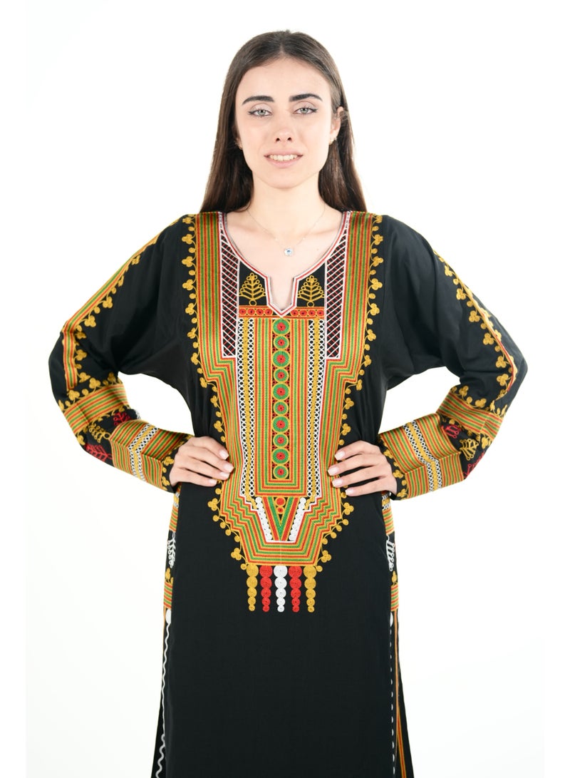البنت الشرقية جلابية نسائية مطرزة مع حزام على الخصر - Image 2