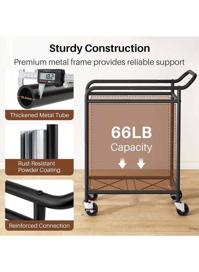 Branwick Laundry Basket with Wheels,114L Large Rolling Laundry Hamper, Heavy-Duty Laundry Cart Sturdy Metal Frame with Handle, Minimizes Bending Easy Access Clothing for Bedroom, Bathroom, Laundry Room (Black) - Image 5