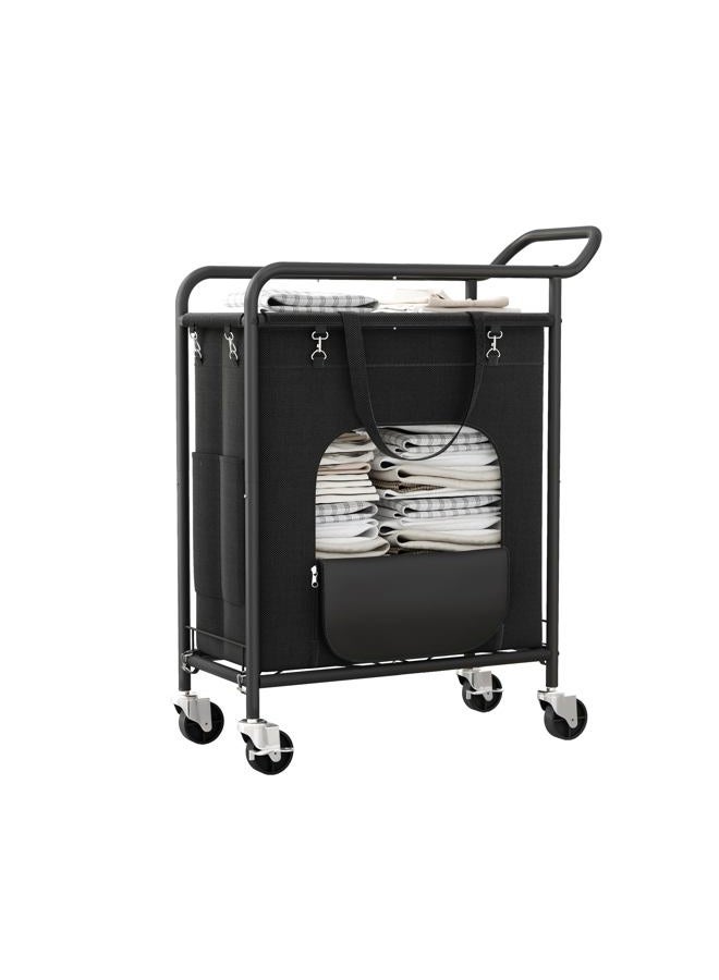Branwick Laundry Basket with Wheels,114L Large Rolling Laundry Hamper, Heavy-Duty Laundry Cart Sturdy Metal Frame with Handle, Minimizes Bending Easy Access Clothing for Bedroom, Bathroom, Laundry Room (Black) - Image 1