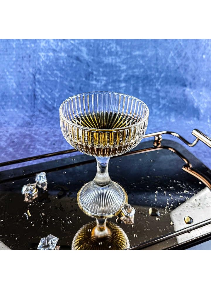 BLISS START BLISS START Coupe Glasses Set of 4 180ml Classic Cocktail Glassware for Champagne Martini Manhattan Cosmopolitan Sidecar Crystal Speakeasy Style Saucer Goblets with Stems  - Image 4