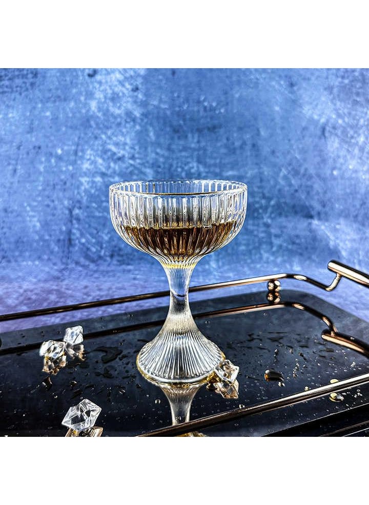 BLISS START BLISS START Coupe Glasses Set of 4 180ml Classic Cocktail Glassware for Champagne Martini Manhattan Cosmopolitan Sidecar Crystal Speakeasy Style Saucer Goblets with Stems  - Image 1