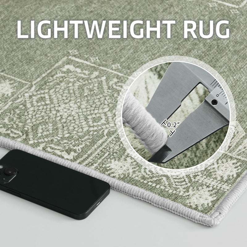 NICETOWN NICETOWN Green Kitchen Runner Rug  2x8 Hallway Runner Rugs for Christmas  Ultra-Thin Foldable Christmas Runner Rug Green Boho Runner Rug for Entryway Laundry Bedroom  Sage Green  - Image 4