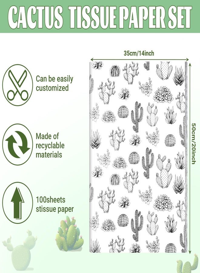 Bolsome 100 Sheets 20 * 14 Inches Cactus Tissue Paper Black White Succulent Cactus Printed Tissue Paper for Gift Wrapping Birthday Baby Shower Party DIY Craft - Image 2