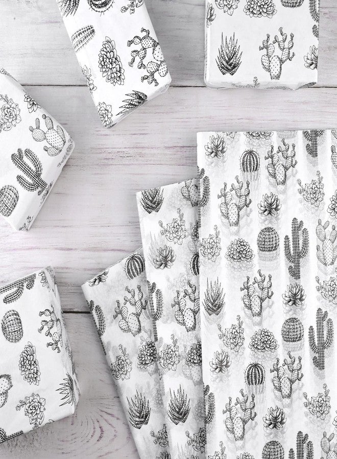 Bolsome 100 Sheets 20 * 14 Inches Cactus Tissue Paper Black White Succulent Cactus Printed Tissue Paper for Gift Wrapping Birthday Baby Shower Party DIY Craft - Image 4