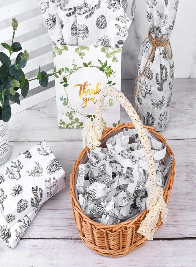 Bolsome 100 Sheets 20 * 14 Inches Cactus Tissue Paper Black White Succulent Cactus Printed Tissue Paper for Gift Wrapping Birthday Baby Shower Party DIY Craft - Image 5