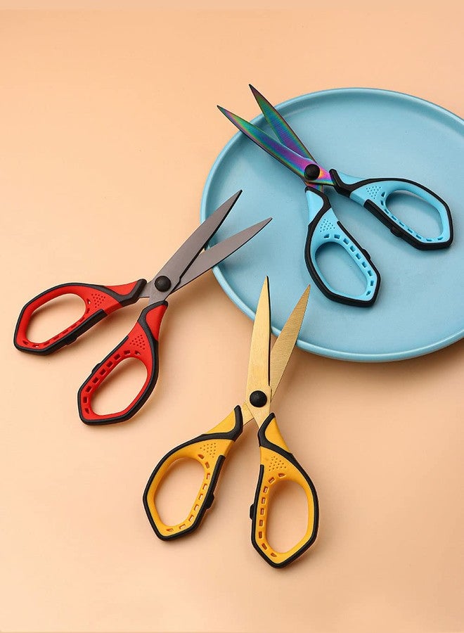 Jasni 3 Pack Teflon blackening Non-Stick Premium 7.5" Titanium No Rust Super Sharp Scissors Shears Soft Comfort-Grip Scissors for Office School Home Art Craft DIY student scisosrs paper Sewing Fabric - Image 2