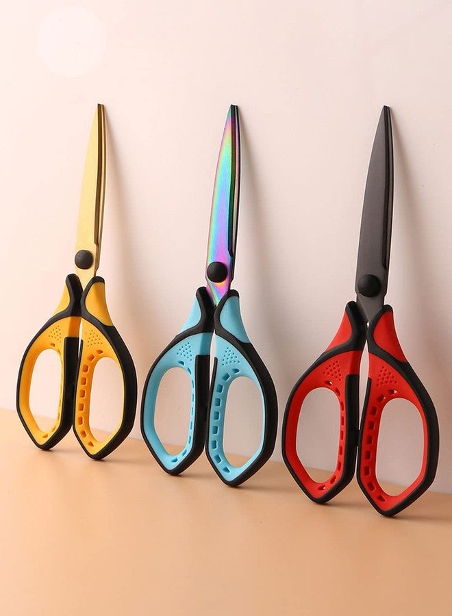 Jasni 3 Pack Teflon blackening Non-Stick Premium 7.5" Titanium No Rust Super Sharp Scissors Shears Soft Comfort-Grip Scissors for Office School Home Art Craft DIY student scisosrs paper Sewing Fabric - Image 3