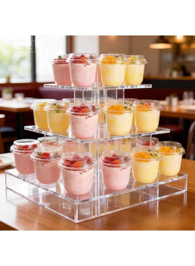 عبوة من 50 كوب حلوى بلاستيكي سعة 8 أونصات مع أغطية، أكواب بلاستيكية للاستخدام مرة واحدة، أكواب بارفيه زبادي شفافة للآيس كريم والكعك والفواكه والبارفيه والبودنج وجيلي شوت - Image 3