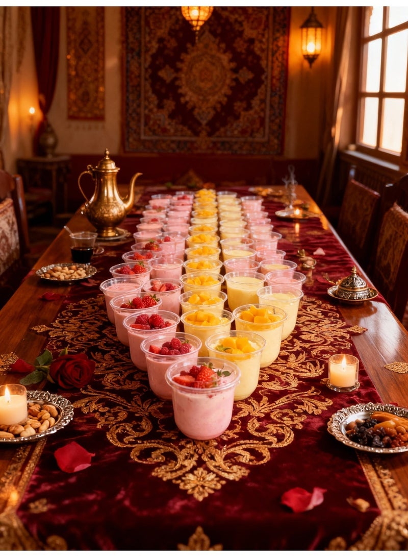 عبوة من 50 كوب حلوى بلاستيكي سعة 8 أونصات مع أغطية، أكواب بلاستيكية للاستخدام مرة واحدة، أكواب بارفيه زبادي شفافة للآيس كريم والكعك والفواكه والبارفيه والبودنج وجيلي شوت - Image 4