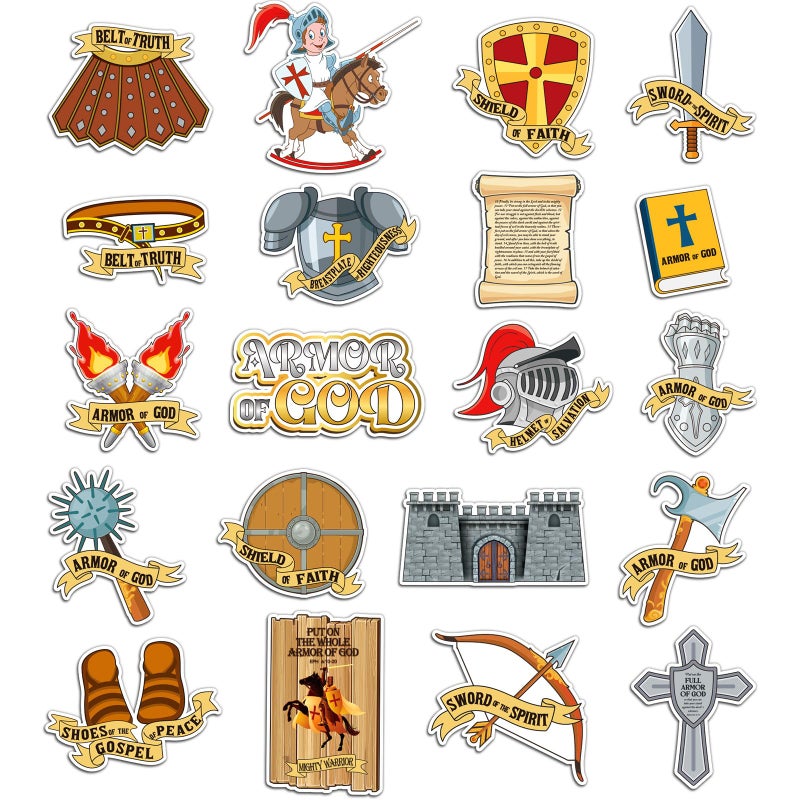 Junkin 500 Pcs Armor of God Stickers for Bible Verse Religious Stickers Armor Knight Medieval Sticker for Sunday Teacher Reward Art Crafts Religious Party Favor - Image 3