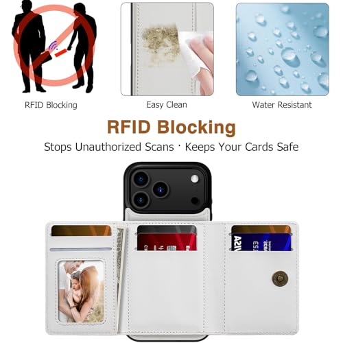 LOHASIC لحافظة محفظة آيفون 17 برو ماكس، 7 فتحات ومانع RFID، غطاء جلدي لهاتف آيفون 17 برو ماكس مع حامل بطاقات للرجال والنساء، أبيض - Image 3