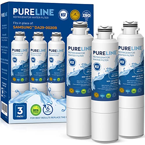 Pureline DA29-00020B Samsung® Refrigerator Water Filter Replacement, Replacement for DA29-00020A/B, HAF-CIN/EXP, HAF-CIN,DA97-08006A, Kenmore® 46-9101, 469101, 9101 Refrigerator Filter (3 Pack) - Image 1