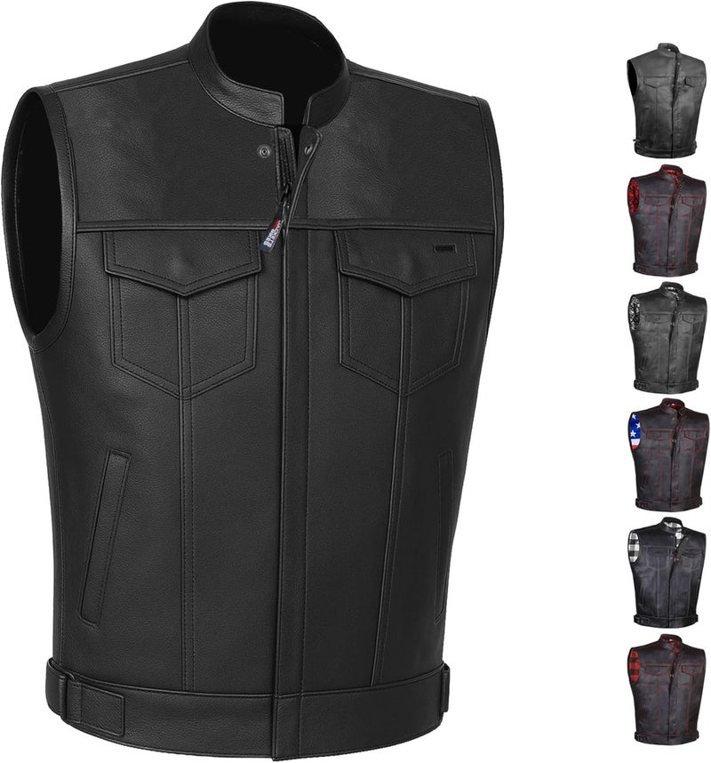 Jackets 4 Bikes سترات 4 دراجات سترة دراجة نارية جلدية للرجال من SOA مع جيوب مخفية للسلاح ودروع - XL - Image 1